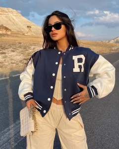 Chaqueta de cuero de lana personalizada Varsity para hombre Sun Fade Patch Letterman Coat - Product Image 1