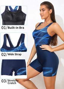 Traje de baño de entrenamiento atlético para mujer, traje de baño corto deportivo de una pieza, traje de baño de carreras - Product Image 4