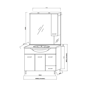 Mobile bagno a terra Koricini Ravenna 105 cm con specchio a parete e luce LED in rovere bianco - Product Image 4