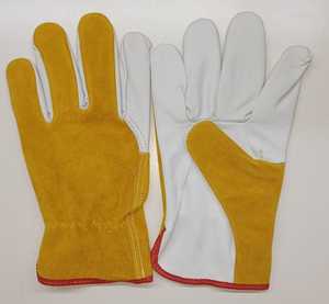 Guantes combinados de cuero para hombre de alta resistencia Guantes de trabajo industriales ignífugos de Palma de grano dividido para mantenimiento Anti-Impacto - Product Image 2