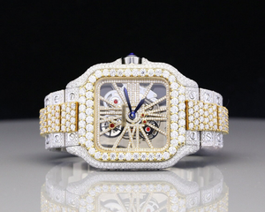 High-End Luxury Bling Full Diamond <b>Watch</b> 41mm Square Stainless Steel <b>Mechanical</b> Business Fashion VVS Moissanite Eta Antique - Product Image 1