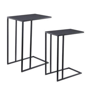 Juego de Mesas Auxiliares Modernas en Forma de C de Hierro con Acabado Negro Mate para Sala de Estar, Dormitorio, Sofá, Muebles de Cafetería, Compradores Mayoristas - Product Image 1
