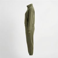 Ensemble streetwear tendance pour femme : survêtement deux pièces en toile avec col montant, fermeture éclair, logo personnalisé, idéal pour l'hiver (sweat-shirt et pantalon)