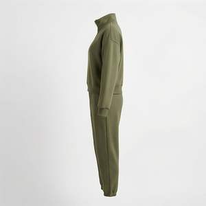 Trending Product <b>Women</b> Streetwear Sets Stand Collar Zipper <b>Short</b> Canvas Custom Logo Winter <b>Suits</b> Sweatshirt Pants Two Piece - Product Image 3