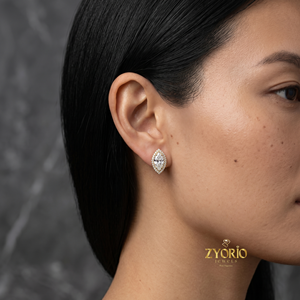 Boucles d'oreilles clous en or 14 carats plaqué or, diamants de laboratoire brillants certifiés IGI, Zyorio Jewels, cadeaux vintage pour fêtes et mariages - Product Image 3