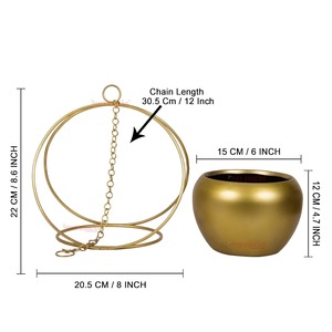 Maceta Colgante de Metal Dorado para Decoración de Interiores Contemporánea, Estilo de Plantas de Interior y Adorno Decorativo de Pared, Venta al por Mayor desde India - Product Image 6