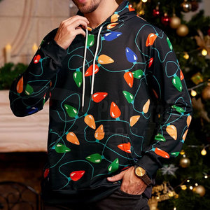 High Quality <b>Men's</b> <b>Christmas</b> Hoodies Quick Dry Breathable Custom Logo Printing Hooded Collar Solid Plain Dyed for Winter Use - Product Image 2