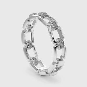 Cadena de eslabones cúbicos Anillo de banda redonda Eternity VVS Diamante cultivado en laboratorio en oro de 14K 18K, joyería de boda al por mayor de alta calidad-DS0120 - Product Image 5