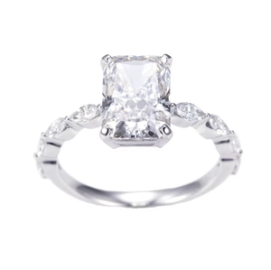 1.5 CT Radiant Cut Lab Grown Diamond 10KT Bague de fiançailles en or blanc bague design personnalisé - Product Image 1