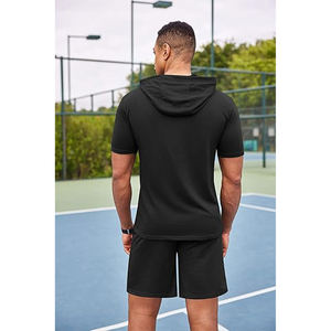 2025 New High Quality Quick Dry Breathable Polyester Athletic Tracksuit <b>Short</b> <b>Sleeve</b> Casual Sports <b>Hoodie</b> Elastic Bottoms - Product Image 2