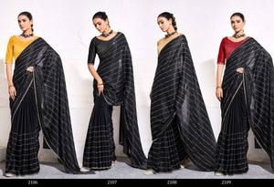 Collection de saris en satin élégant et moderne avec travail manuel Zarkan pour les mariages et les fêtes Vêtements ethniques en gros en vrac OEM personnalisés - Product Image 6