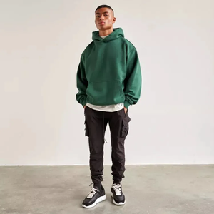 Custom No String Pullover Hoodies Unisex Plain Oversized Drop Shoulder 100% Cotton French Terry 500gsm Sudadera con capucha - Product Image 2