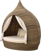 Mobilier d'extérieur Ensemble lit de bronzage en rotin Mobilier poly rotin Lit de jardin