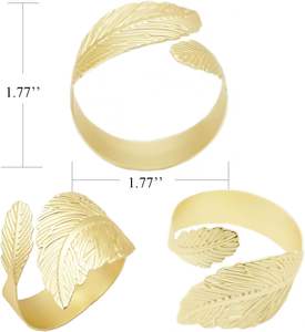 Anillos de Servilleta Elegantes con Diseño de Hojas para Decoración de Mesa, Anillos de Metal para Servilletas para Fiestas, Bodas, Banquetes - Product Image 6