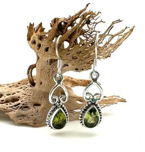 Joyería de piedras preciosas de peridoto para mujer, pendientes de estilo bohemio de plata, joyería de plata de ley 925, pendientes hechos a mano de tendencia, regalo para - Product Image 4