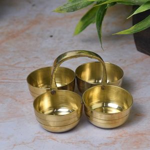 ทองเหลือง Puja roli Chawla kumkum ถ้วยใส่รองเท้าแตะขมิ้นสำหรับใช้ในวัด & บ้าน - Product Image 6