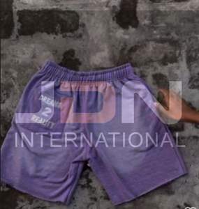 Pantalones cortos de hombre de algodón 100% puro de peso pesado con estampado de abullonado y logotipo personalizado Pantalones cortos de fabricante de lavado ácido vintage - Product Image 5