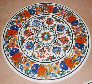 Best Quality Indian Handmade White Marble Inlay Dining Top <b>Table</b> For Home And Hotels Decoration Best <b>Low</b> Price MIx Color Flower - Product Image 1