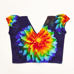 Shoryam, Elegante Lehenga Choli Azul Jasud para Niñas, Blusa con Mangas con Volantes, Falda de Organza Floral, Largo hasta el Suelo, para Fiestas Infantiles - Product Image 3