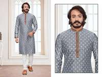 Dernière collection Maruti Fashion MF170 : Ensemble kurta pyjama en coton pour homme, look superposé élégant, idéal pour les mariages et les fêtes d'hiver.