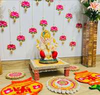 Guirlande de lotus en MDF avec accents de perles, décoration suspendue pour les fêtes de mariage, idéale pour les fêtes, les événements et les cadeaux