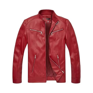 Nouvelle veste en cuir de course d'hiver pour hommes de qualité supérieure avec col montant et logo avant en cuir de mouton véritable fabriqué au Pakistan - Product Image 2