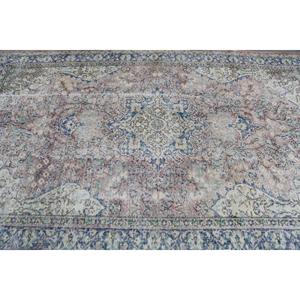 Alfombra Turca Vintage Grande de 5.2x8.6 pies, Alfombra de Lana Azul con Diseño de Patchwork - Product Image 5