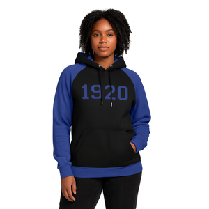 Año de Fundación 1920 Zeta Phi Beta Black Body Blue Raglan Sleeves Pullover Hoodie Sorority Apparel Custom Divine Nine HBCU - Product Image 1