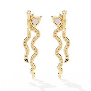 Venta al por mayor de aretes geométricos con forma de onda curva de laboratorio fino cultivado diamante 14K oro Hip Hop IGI certificado para las mujeres - Product Image 4