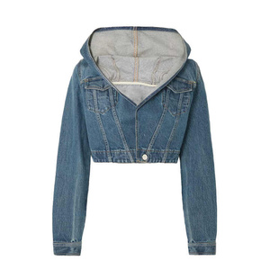 Chaqueta Vaquera Corta con Capucha, Estilo Retro Casual, Ajuste Holgado, Precio de Mayoreo, Nueva Colección - Product Image 2