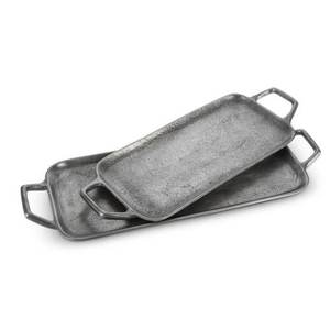 Plateau de service en aluminium rectangulaire fait à la main avec poignées pour la maison et les hôtels, les boissons et les collations, plateaux de service - Product Image 1