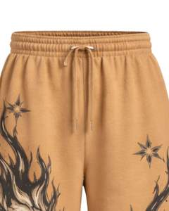 Pantalons de survêtement à jambes larges personnalisés avec imprimé flamme de chameau et crâne, style gothique surdimensionné, streetwear, pantalon de jogging en molleton, OEM ODM personnalisé - Product Image 2