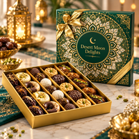 Boîte cadeau de luxe personnalisée AT PACK avec séparateurs pour dattes et chocolats, emballage de friandises arabes pour Ramadan et Eid avec ruban