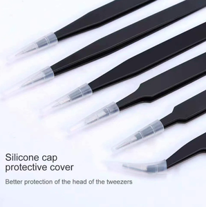 ชุดแหนบป้องกันไฟฟ้าสถิตย์ทำจากโลหะล้วนความแม่นยำสูง6ชิ้นสำหรับกำจัดและซ่อมแซมขนคิ้ว - Product Image 3