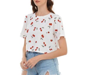 Women's Summer High Quality Oversized Floral Geometric Graphic Print Short Sleeve Relaxed Fit O-Neck T-Shirt <b>Sexy</b> <b>Crop</b> <b>Tops</b> - Product Image 3