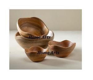 Tazón para servir de tres chocolates de diferentes tamaños en dátiles de madera y metal Tazón para servir para accesorios de mesa - Product Image 6