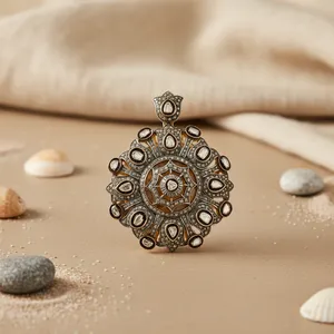 Art Palace Bijoux fins pour femmes Pendentif et breloque en alliage métallique avec diamant antique et pierre d'ambre - Product Image 1