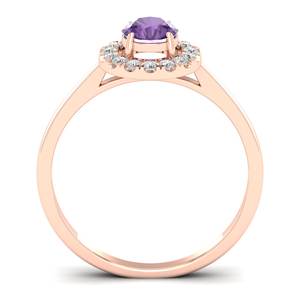 REYES Classic Design 14K Solid Gold IGI Certified Diamond Halo Ring For Women Round Cut 0.5Ct Amethyst Gemstone Jewelry - Product Image 4