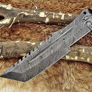 Couteau de survie en acier damas de haute qualité, fabriqué à la main avec une poignée ergonomique pour la cuisine en plein air, le camping et la survie - Product Image 6