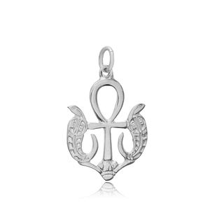 925 Sterling Silver Wholesale Turkish Handmade <b>Ankh</b> Symbol Design Plain Pendant Charm Fine Jewelry for Women - Product Image 5