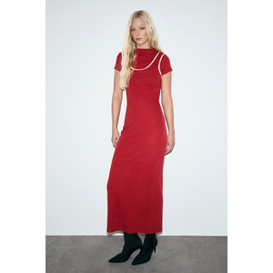 Robe à double col avec passepoil contrastant en tissu extensible doux pour femme GRIMELANGE DEPORTS - Product Image 4
