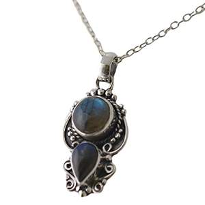 Navya Craft 925 <b>Solid</b> Sterling <b>Silver</b> Women's <b>Necklace</b> with Labradorite Handmade Boho Christmas Jewelry Perfect Gift for Women - Product Image 1