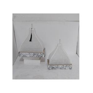 Set of 2 Wood Tray With Clothes Cover Customized Size <b>White</b> Color <b>Chocolates</b> Serving Tray For Best Selling - Product Image 1