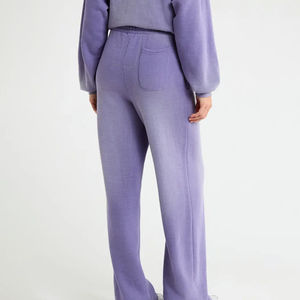 Pantalons de sport décontractés d'hiver pour femmes, taille mi-haute, couleur unie, devant plat, taille élastique, taille plus, pantalon de jogging personnalisé, 100% - Product Image 2