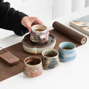 Sustainable Ceramic Tea Cup Handmade Wheel-thrown Glazed Pottery Espresso Cups for Cafe