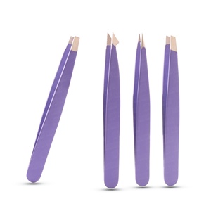 4 estilos diferentes para satisfacer todas sus necesidades de belleza. Juego de pinzas para cejas de acero inoxidable de alta calidad con punta inclinada, marca privada. - Product Image 2
