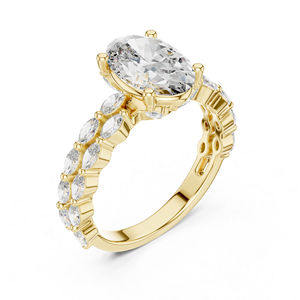 แหวนหมั้นเพชรทรงมาร์ควิสและทรงรี 14K โรสโกลด์ สำหรับผู้หญิง - |   เพชรที่เพาะเลี้ยงใหม่ - Product Image 6