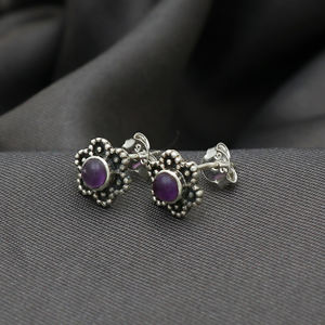 Boucles d'oreilles en argent sterling 925 faites à la main avec pierres précieuses en améthyste naturelle Style mignon pour anniversaire prix d'usine en gros - Product Image 3