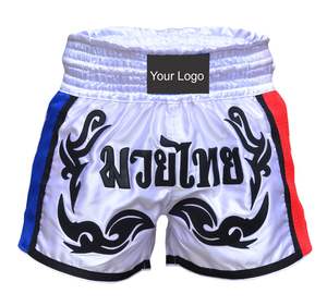 Imprimé personnalisé unisexe 100% polyester Muay Thai Shorts motif solide sublimé Shorts de boxe taille élastique hommes Design décontracté - Product Image 1