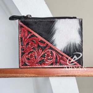 Porte-monnaie et porte-cartes en cuir véritable fait main de style nouveau pour femmes, mini portefeuille en cuir de vache véritable avec fermeture éclair - Product Image 1